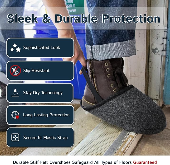 The Felt Store Indoor Overshoes for Men and Women – Winter Boot Covers, Slip-Resistant Felt Shoe Covers for Cold Weather, Snow, and Holiday Use