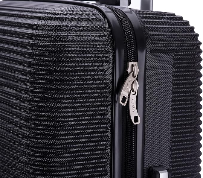 InUSA ROYAL Hardside Luggage Set with Spinner Wheel | Spacious Travel Suitcases with Ergonomic GEL Handle and Studs | (20/24/28/32) 4 Piece Luggage Set | Black
