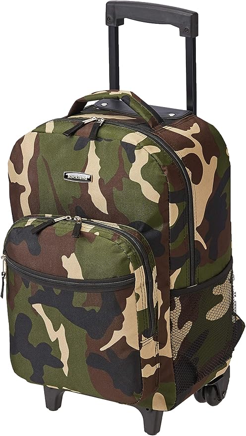 Rockland Double Handle 17" Rolling Backpack, Camo