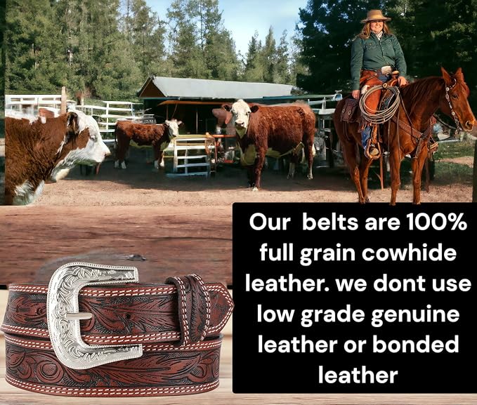 F&L CLASSIC mens Western full grain Leather belt Strap w/Snaps for Interchangeable Buckles, USA,