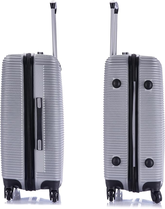 InUSA ROYAL Hardside Spinner Luggage with Ergonomic Handles | Spacious Travel Suitcase with Four Spinner Wheels and Studs | 24 Inch Medium Spinner Luggage | Silver