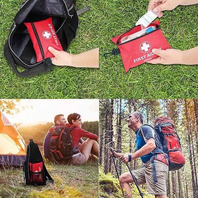 Mini First Aid Kit - 147 Piece Small First Aid Kit,with Rotatable Buckle Ideal for Cars, Schools, Sports, Homes, Travel, Camping, Hiking ﻿