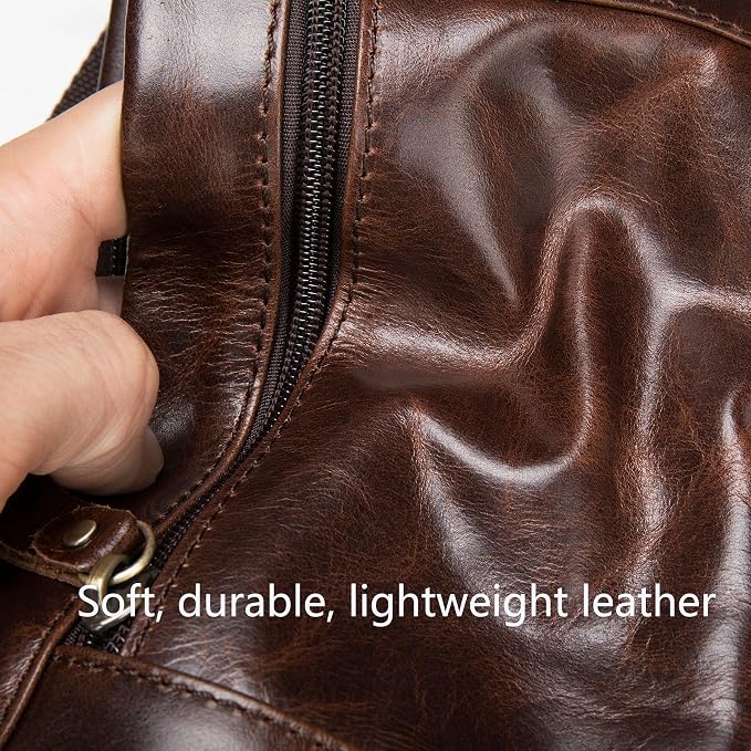 NIUCUNZH Cowhide Waist Fanny Pack-Genuine Leather and Slim with Adjustable Waistband Oil Coffee