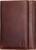 SERMAN BRANDS Trifold Wallet for Men - RFID Blocking Full Grain Leather, 11 Card Slots & ID Window, Slim Everyday Carry, Durable Stitching, Gift for Him