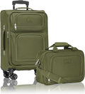 U.S. Traveler Rio Lightweight Softside Rolling Carry-on Suitcase, 4-Wheel Set, Green