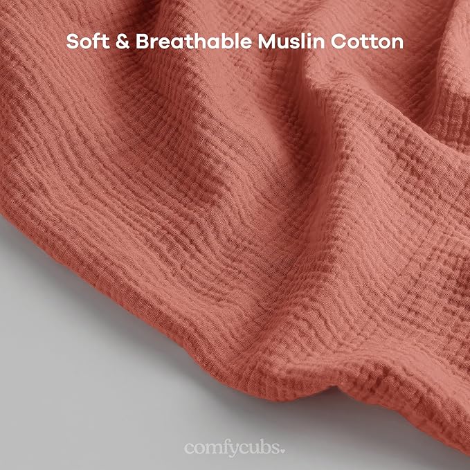 Comfy Cubs Muslin Nursing Cover, Pack of 1, 100% Muslin Breastfeeding Cover - Soft & Breathable Baby Nursing Scarf with Adjustable Neck Strap - Portable, Lightweight & Privacy Coverage - Dusty Rose