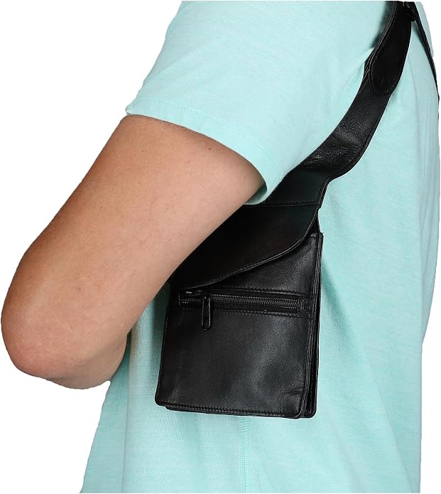 CTM Unisex Leather Travel Shoulder Wallet