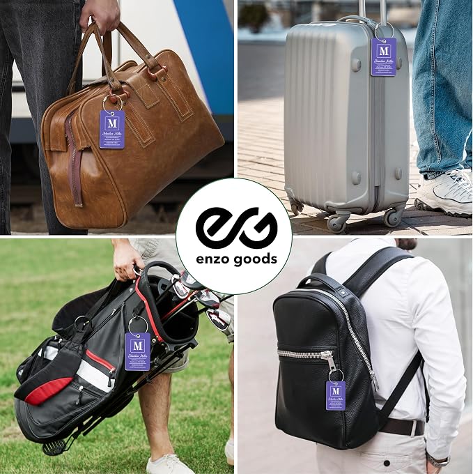 Personalized Luggage Tag | 6 Pack | Custom Luggage Tags for Suitcases | Kids Backpack Tag | 10 Color Options & Choose Font, Font Color