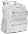 Bentgo Kids Glitter Backpack - Lightweight 14” Backpack for School, Travel & Daycare, Ideal for Ages 4+, Durable & Water-Resistant, Roomy Interior, & Loop for Lunch Bag (Glitter Edition - Silver)