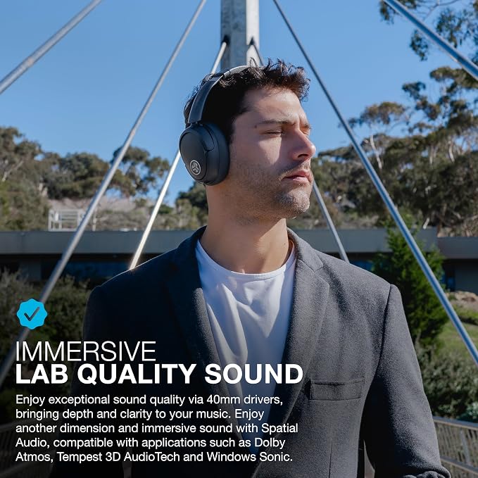 JLab JBuds Lux ANC, Over Ear Headphones, Active Noise Cancelling, Bluetooth, Graphite