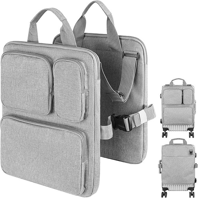 Adjustable Over Luggage Organizer for Hanging Extra Bag, Hands-Free Multi Travel Accessory for Business Trips & Vacations, Fits Most Suitcases & Laptop (Gray-3)