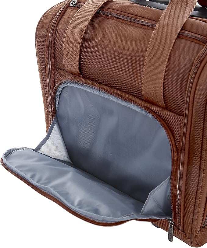 TPRC 15” Underseat Carry-On Luggage Airline Approved Personal Item with USB Charging Port, Brown