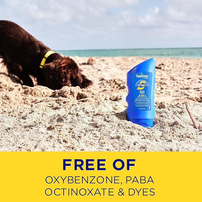 Coppertone SPORT Sunscreen SPF 50 Lotion, Water Resistant, Body Sunscreen Lotion, Travel Size, 3 Fl Oz (Pack of 2)