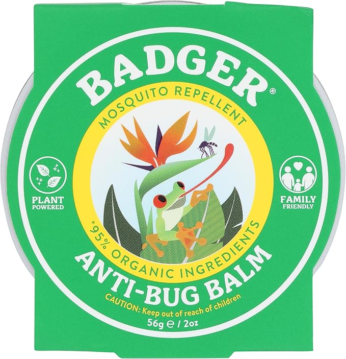 Badger Bug Repellent Tin, Organic Deet-Free Mosquito Repellent with Citronella, Family Friendly Pleasant Smelling Insect Repellent, Easy to Use, 2 oz Tin