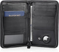 Polare Full Grain Leather Passport Holder Cover Case for Men RFID Blocking Travel Wallet Holds 4 Passports (Black with AirTag Slot)