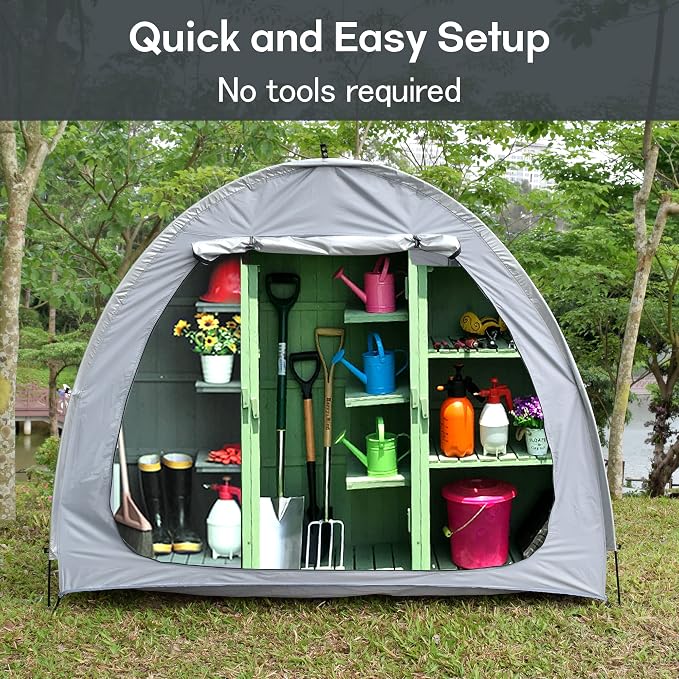 Bike Cover Storage Heavy Duty Storage Tent Outdoor Portable Bicycle Tent PU4000 Waterproof Cloth Durable 210D Oxford Fabric,Protect Against Wind, Rain, Snow, Dust W/Travel Bag