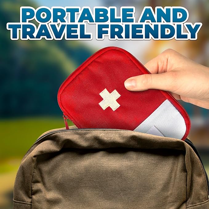 2 Pcs Travel First Aid Bag Empty Portable Storage - Small Medical Bag Empty with Multiple Compartments, 7.1x5.1" Small First Aid Pouch with Zipper Closure - Outdoor Adventure Gift for Camping & Hiking