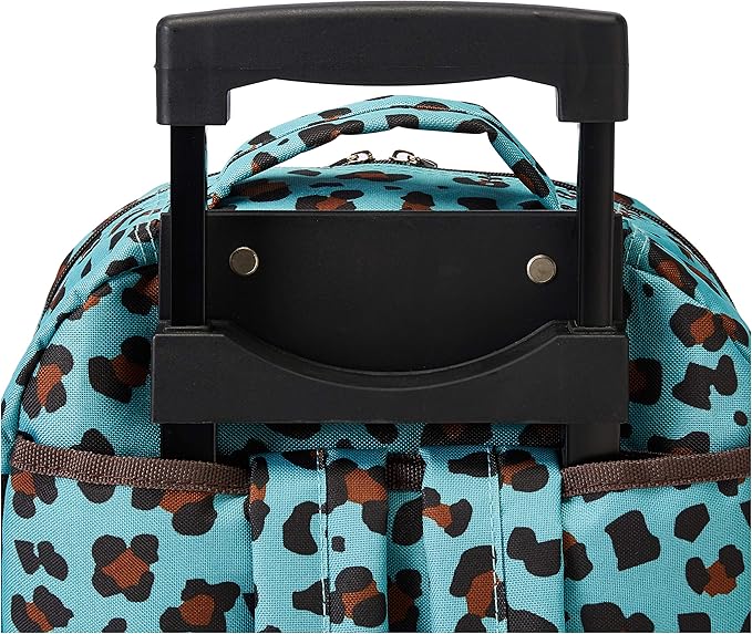 Rockland Double Handle 17" Rolling Backpack, Blue Leopard