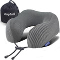 napfun Neck Pillow for Traveling, Upgraded Travel Neck Pillow for Airplane 100% Pure Memory Foam Travel Pillow for Flight Headrest Sleep, Portable Plane Accessories, Dark Gray