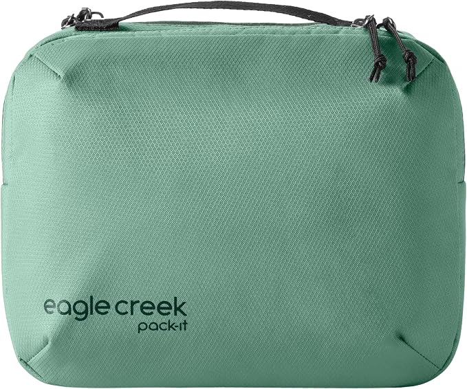 Eagle Creek Pack-It Trifold Toiletry Kit - Dopp Kit Toiletry Organizer with Padded Interior, Durable Hanging Hook & Large Compartments - Water Resistant & Washable - Willow Green