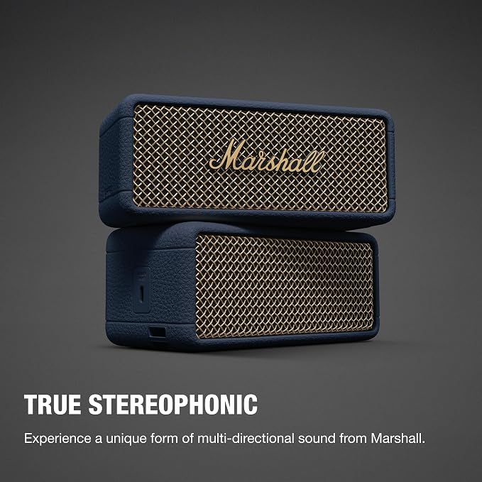 Marshall Emberton III Portable Bluetooth Speaker - Rugged Waterproof/Dust-Proof Design | Loud Stereo Sound, Deep Bass | Compact and Wireless for Travel and Outdoors - Midnight Blue
