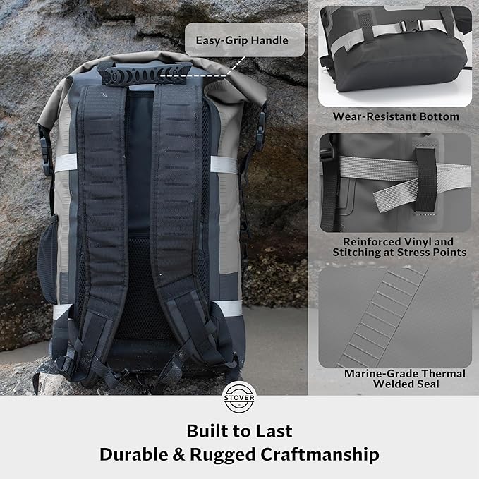 STOVER 5/10/25/30/40/55L Waterproof Dry Bag- Roll-Top Backpack w/Phone Case- Kayaking, Hiking, Camping, Boating- Men/Women