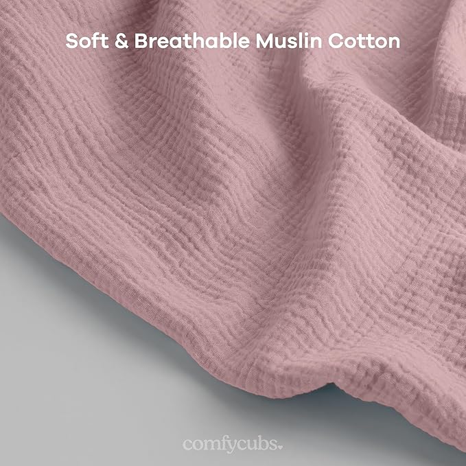 Comfy Cubs Muslin Nursing Cover, Pack of 1, 100% Muslin Breastfeeding Cover - Soft & Breathable Baby Nursing Scarf with Adjustable Neck Strap - Portable, Lightweight & Privacy Coverage - Mauve