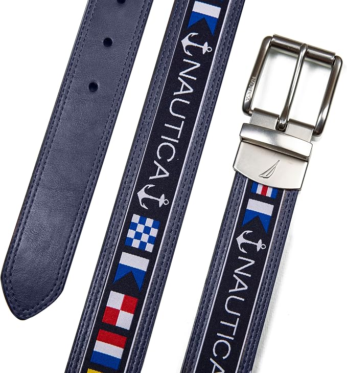 Nautica Men's Reversible Leather Belt | 2-in-1 | Classic | Everyday | Business | Work | Dress | Casual | Metal Buckle