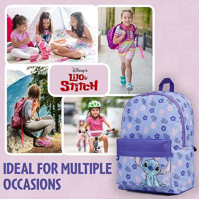 Disney Stitch Backpack for Girls Teens School Bag Kids Book Bag School Supplies Gifts (Purple)