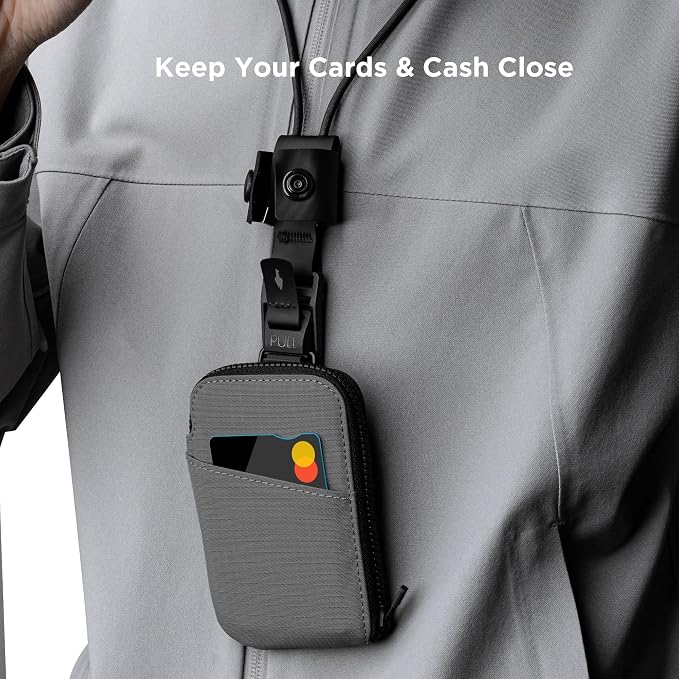 ALPAKA Zip Card Pouch - Card Wallet and Coin Pouch - Holds 12-20 Cards and Cash Holder with Grey Axoflux, RFID Blocking Weatherproof Material