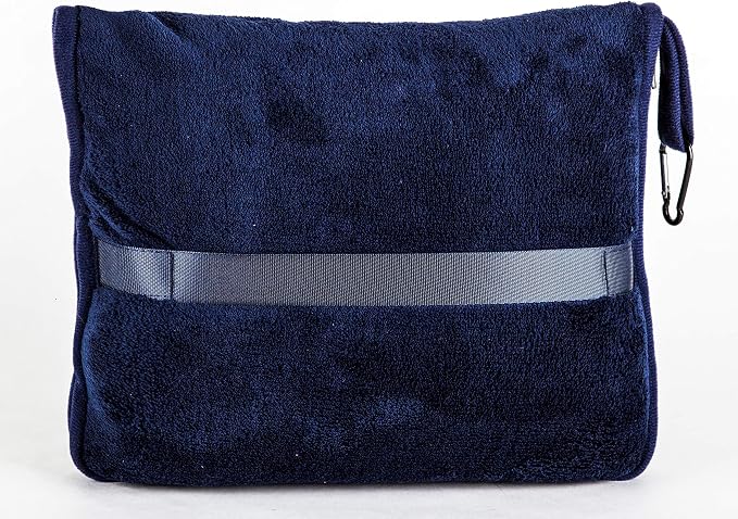 BlueHills Premium Soft 2-Pack Travel Blanket Pillows Airplane Large Plane Flight Throw Blankets for Two in Bag Compact Traveling Essentials Set Packable Warm Gifts Navy Blue T011