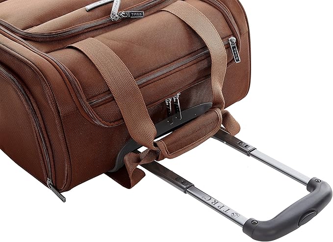TPRC 15” Underseat Carry-On Luggage Airline Approved Personal Item with USB Charging Port, Brown