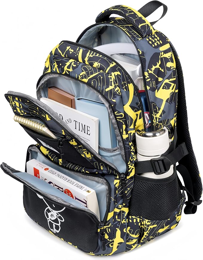 Bluboon Kids Backpack Boys Camo Bookbag Teens Elementary School Bag Daypack Travel Back Pack Middle school (Boy-Yellow camo)