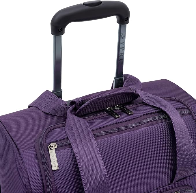 TPRC 15” Underseat Carry-On Luggage Airline Approved Personal Item with USB Charging Port, Purple