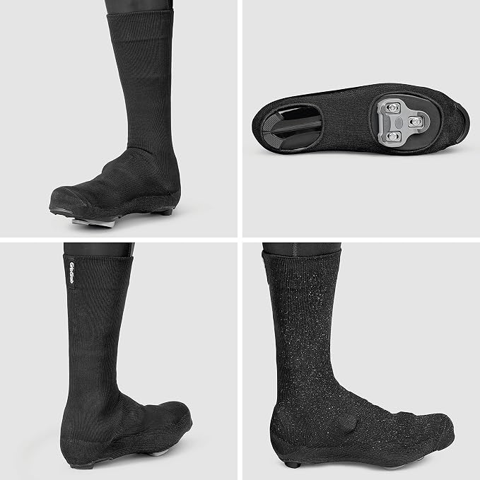 GripGrab Flandrien Waterproof Knitted Road Cycling Shoe Covers High Cut Windproof Insulating Zipperless Aero Overshoes