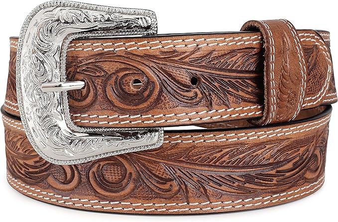 F&L CLASSIC mens Western full grain Leather belt Strap w/Snaps for Interchangeable Buckles, USA,