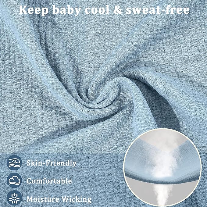 Muslin Nursing Cover Up for Breastfeeding, Soft & Breathable Cotton Breast Feeding Cover for Women, Full Privacy Breastfeeding Cover - Newborn Baby Essential, Light Blue