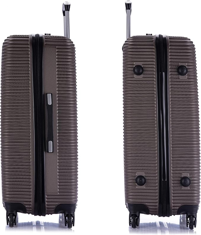 InUSA ROYAL Hardside Luggage Set with Spinner Wheel | Spacious Travel Suitcases with Ergonomic GEL Handle and Studs | (20/24/28/32) 4 Piece Luggage Set | Brown