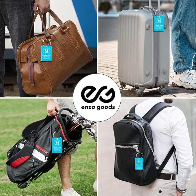 Personalized Luggage Tag | 10 Pack | Custom Luggage Tags for Suitcases | Kids Backpack Tag | 10 Color Options & Choose Font, Font Color