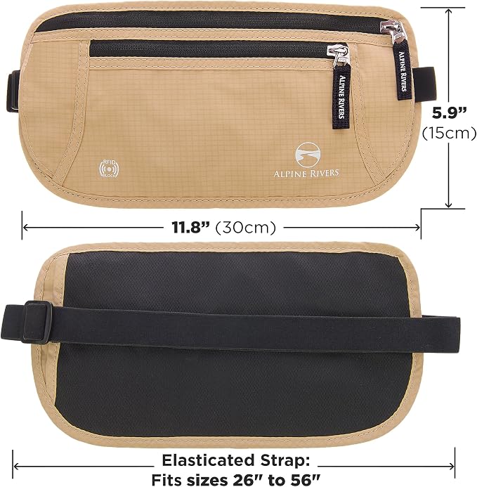 Travel Money Belt - RFID Blocking Hidden Wallet with 7 RFID Sleeves