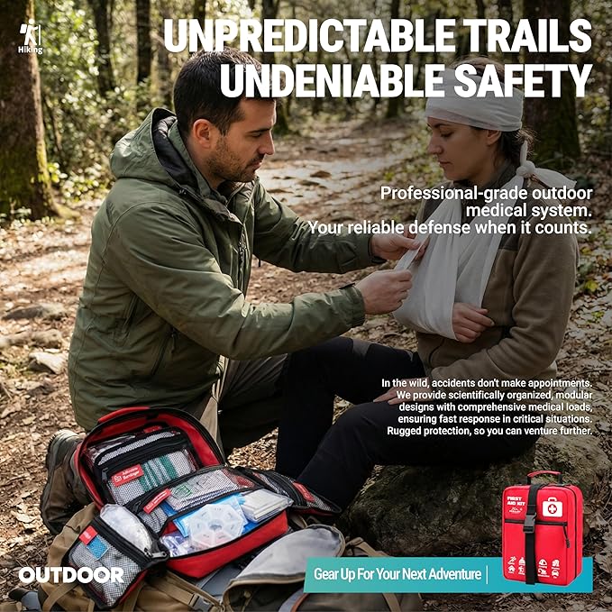 556 Piece Premium Large First Aid Kit, Survival Medical Bag Labelled Compartments, Workplace Essential, Home & Sports, Molle Tactical Rip-Away Design, First Responders' Choice for Trauma