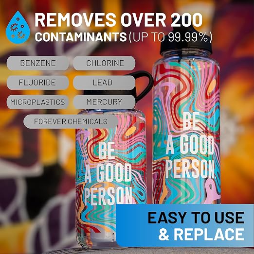 Epic Water Filters Nalgene OG Water Bottle with Filter, USA Made, BPA Free, Removes 99.99% Tap Water Contaminants, Forever Chemicals, BAGP Art, 32 oz