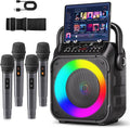 Karaoke Machine, Portable Bluetooth Speaker with 4 Wireless Microphones for Adults & Kids with Lights, Karaoke Microphone with PA System Supports USB/TF/FM/AUX for Home Party Home System Packages