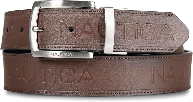 Nautica Men's Reversible Leather Belt | 2-in-1 | Classic | Everyday | Business | Work | Dress | Casual | Metal Buckle