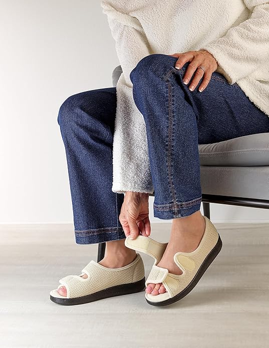 Silverts Women’s Adaptive Clothing Easy Close Sandals, Adjustable Wide Fit Shoes for Elderly, Nursing Home & Assisted Dressing