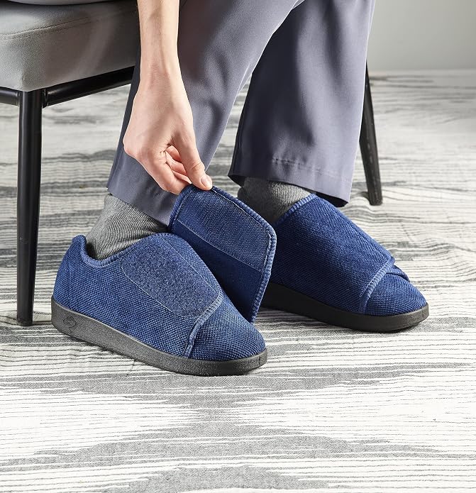 Silvert's Adaptive Clothing & Footwear Silverts Women's Extra Wide Adjustable Slippers Easy Closure Diabetic House Shoes Non Slip Comfort