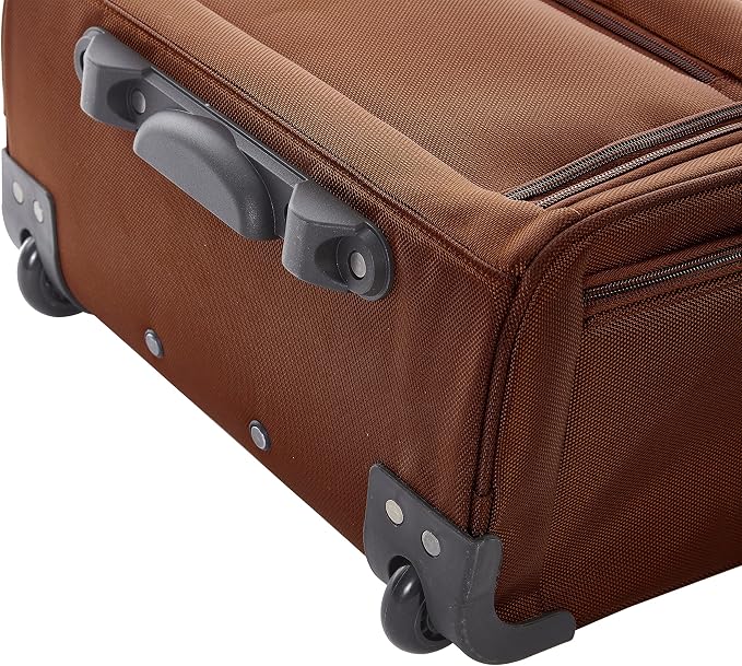 TPRC 15” Underseat Carry-On Luggage Airline Approved Personal Item with USB Charging Port, Brown