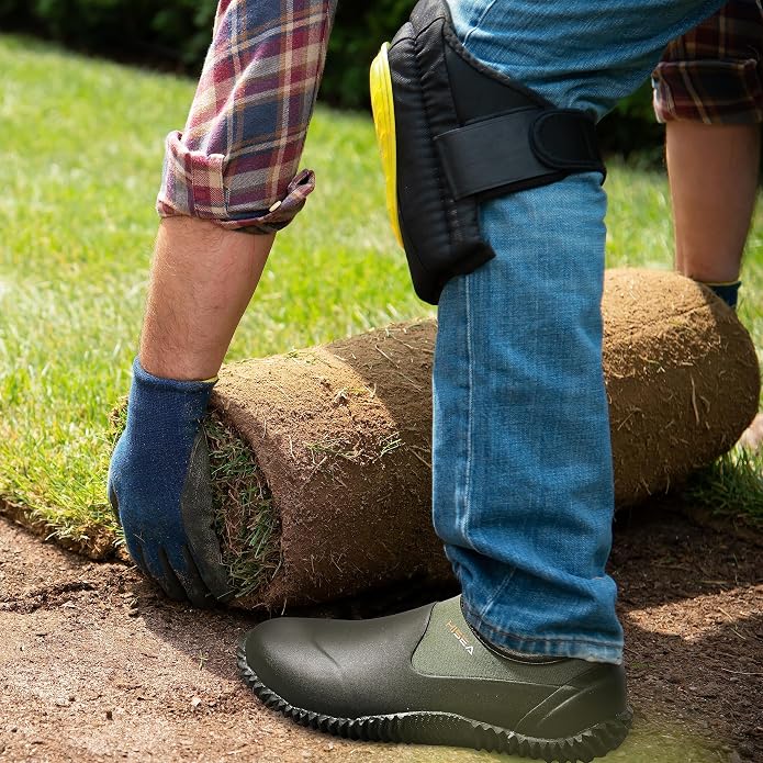 HISEA Unisex Garden Shoes, Waterproof Slip-On Rain Boots for Men and Women, Neoprene Rubber Rain Shoes Outdoor Ankle Booties for Gardening, Farming, Camping, Dog Walking, Car Wash, Lawn Care and Yard Work