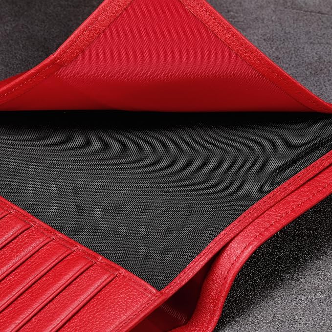 HISCOW Italian Leather Passport Holder for Travel - RFID Blocking Wallet Cover with Secure Organizer for Men & Women, US & Foreign Trips, Red
