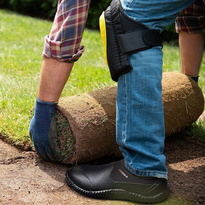 HISEA Unisex Garden Shoes, Waterproof Slip-On Rain Boots for Men and Women, Neoprene Rubber Rain Shoes Outdoor Ankle Booties for Gardening, Farming, Camping, Dog Walking, Car Wash, Lawn Care and Yard Work